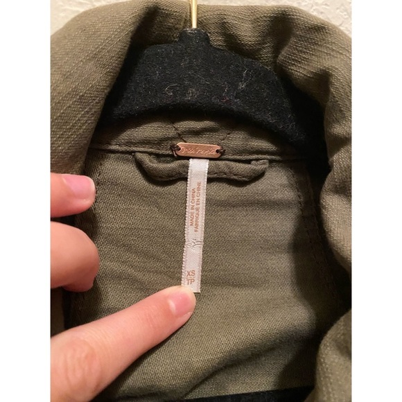 Olive Green Military Style Free People Utility Jacket - Picture 4 of 9